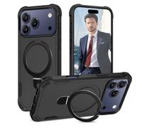 Fingic for iPhone 17 Pro Max Case[Compatible with Mag-Safe][Military Drop Protection]Invisible Magnetic Ring Stand Shockproof Protective Non-Slip Grip Phone Cover for iPhone 17 Pro Max for Men, Black