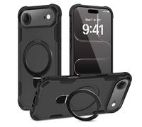 Fingic for iPhone Air Case [Compatible with Mag-Safe][Military Drop Protection] Invisible Magnetic Ring Stand Shockproof Protective Slim Non-Slip Grip Phone Cover for iPhone 17 Air for Men, Black