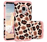 Fingic for Samsung S9 Case,Samsung Galaxy S9 Case,Galaxy S9 Cases Leopard Slim 2 in 1 Hard PC Soft Silicone Rugged Bumper Hybrid Shockproof Anti-Scratch Protective Phone Cases for Samsung S9 for girls