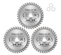 FINGLEE DT 3inch 36T Wood Saw Blade TCT Circular Cutting Blade for Woodworking (3PCS (11MM+9.5Bushing Adapter))
