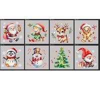 FINGOOO 160 Pack Christmas Cellophane Treat Bags, Cartoon Cellophane Goodie Candy Bag Assorted Santa Xmas Tree Reindeer Elf for Kids Plastic Goody Snack Bags Party Supplies