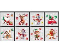 FINGOOO 160 Pack Christmas Cellophane Treat Bags, Cute 3D Patterns Cellophane Goodie Candy Bag Assorted Santa Reindeer Snowman for Kids Plastic Goody Snack Bags Party Supplies