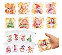 FINGOOO 160 Pieces Christmas Cellophane Bags, Cartoon Cellophane Goodie Candy Treat Bag Assorted Santa Xmas Tree Reindeer Elf for Kids Plastic Goody Snack Bags Party Supplies