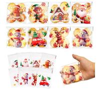 FINGOOO 160 Pieces Christmas Cellophane Bags, Cute 3D Patterns Cellophane Goodie Candy Treat Bag Assorted Santa Reindeer Snowman for Kids Plastic Snack Bags Party Supplies