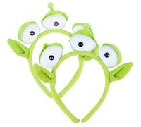 FINGOOO 2 Pcs Alien Headbands, Three-Eyed Headband with Cute Ears for Alien Costume, Halloween Party, Fancy Dress, Accessory for Kids and Adults