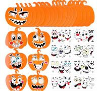 FINGOOO 24 Kits Pumpkin Craft Kits with Stickers for Kids Crafts Halloween Decoration
