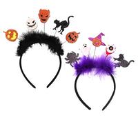 FINGOOO 2pcs Halloween Hair bands for Kids, Cute Spider Pumpkin Witch Ghost Head bands Party Bag Fillers Girl