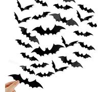 FINGOOO 3D Bat Wall Stickers, 36 Pieces Bat Attack Sticker Decal Halloween Decoration Window Décor
