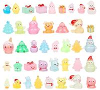 FINGOOO 40 pieces Christmas Light in Dark Resin Ornament, Christmas Tableware Assorted Snowman, Santa, Reindeer, Gift Box, Xmas tree Assorted for Kids Home Décor