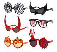 FINGOOO 6 Pieces Halloween Theme Glasses Kit Halloween Costume Party Supply for Kids and Adult, 6 Styles Assorted
