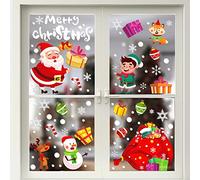 FINGOOO Christmas Window Clings Stickers 8 Sheets Snowflake Window Decals Xmas Window Decoration
