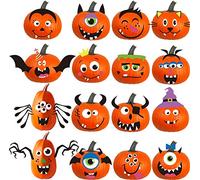 FINGOOO Foam Pumpkin Decorations Craft Kit for Halloween and Party, 32 pieces in 2 Packs