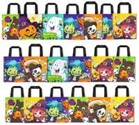 FINGOOO Halloween Non-woven Bags, 24 PackTrick or Treat Tote Bag Goodie Bags Gift Bag for Kids Party Favour