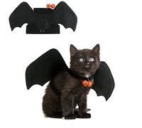 FINGOOO Halloween Pet Bat Wings, Dog Cat Costume Vampire Wings Fancy Dress for Cats Dogs witch Neck Circumference from 25-35cm and Bust from 45-65cm