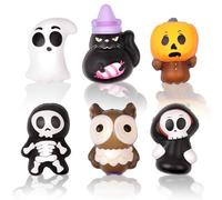 FINGOOO Halloween Slow Rising Squishes Toys, 6 packs Slow Rising Toys Assorted Pumpkin Death Skeleton Ghost Black Cat Owl Gift Party Favour for Kids