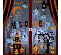 FINGOOO Halloween Window Sticker, 150pc Bats Ghost Window Decal for Halloween Party Decoration
