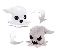 FINGOOO Reversible Ghost Plush Plushies Soft Toy Halloween Theme Double Sided Flip Mood Ghost Halloween Party Favour Gift for kids