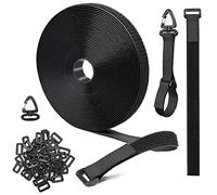 FINIBO 12.5 m Velcro Tape with 50 Buckles and 10 Hooks, Free Cut to Size, Velcro Cable Ties, Resealable Velcro Bands, 2 cm Wide Cable Velcro Ties for Cable, Wires, Hoses