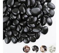 FINIKIS Black River Rocks 20lbs, 1-2Inch Natural Pebbles for Plants, High Polished Decorative Stones for Aquarium Vase Filler Fish Tank Landscaping Garden