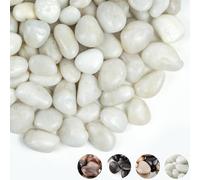 FINIKIS White Pebbles for Landscaping 40lbs, 1-2Inch Natural River Rocks for Aquarium, High Polished Decorative Stones for Vase Filler Fish Tank Gardening