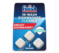 Finish, Dishwasher Cleaner, in-Wash Tablets, 3 Tabs, Cleans Hidden Parts, 100 Percent More Grease Removal Actives Than Detergent Alone