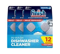 Finish Dishwasher Cleaner Tablets, Deep Cleans Hidden Grease & Grime, Fights Odors, No Extra Wash Cycle, Helps Maintain Dishwasher, 12 Month Supply, 12 Count
