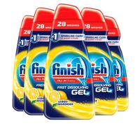 Finish Dishwasher Fast Dissolving Gel All in 1 Max Lemon, 700 ml, Pack of 5(Total 140 washes)