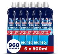 Finish, Dishwasher Rinse Aid, Rinse & Shine Cleaner, 800ml (6 x 800ml, Total 4.2L), Ultimate Clean & Diamond Shine, Glass Protecti