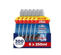 Finish Dishwasher Rinse & Shine Aid, Fresh, 1.5L (250ml x 6 pck), Ultimate Clean & Diamond Shine, Glass Protection, Spot Prevention, Better Drying vs Our Best Finish Detergent Alone