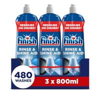 Finish Dishwasher Rinse & Shine Aid, Fresh, 2.4L (800ml x 3 pck), Ultimate Clean & Diamond Shine, Glass Protection, Spot Prevention, Better Drying vs Finish Detergent Alone