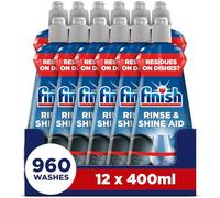 Finish Dishwasher Rinse & Shine Aid, Fresh, 4.8L (400ml x 12 pck), Ultimate Clean & Diamond Shine, Glass Protection, Spot Prevention, Better Drying vs Finish Detergent Alone