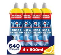 Finish | Finish Dishwasher Rinse & Shine Aid | Lemon | 800ml | For Drier Glasses and Spot Prevention (Pack of 4)