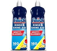 Finish Dishwasher Rinse & Shine Aid | Lemon | 800ml Each | Pack of 2 | 2 x 800ml | For Drier Glasses and Spot Prevention