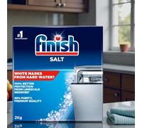 Finish Dishwasher Salt (1 x 2kg) - Prevents Limescale & White Residue, Fights Hard Water Cleaner, Shinier Dishes