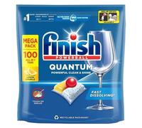 Finish Dishwasher Tablet, Quantum Infinity Shine, 100 Tablets, Lemon Sparkle, Powerful Clean & Shine Detergent Tabs, Tough on Grease Stains