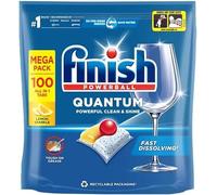 Finish Dishwasher Tablet, Quantum Infinity Shine, 100 Tablets, Lemon Sparkle, Powerful Clean & Shine Detergent Tabs, Tough on Grease Stains