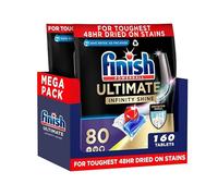 Finish Dishwasher Tablet, Ultimate Infinity Shine, 160 Tablets (80 x 2 pck) Fresh Scent, Clean & Shine Detergent Tabs, Tough on Grease Stains