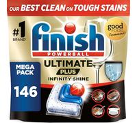 Finish Dishwasher Tablet, Ultimate Plus Infinity Shine, 146 Tabs (73 x 2 pck) Fresh Scent, Tough on Grease, Our Most Intensive Clean & Diamond Shine, Effective for Short Eco Cycle
