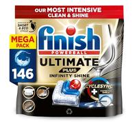 Finish Dishwasher Tablet, Ultimate Plus Infinity Shine, 146 Tabs (73 x 2pck), Fresh Scent, Tough on Grease, Our Most Intensive Clean & Shine, Effective for Short Eco Cycle