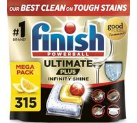 Finish Ultimate Plus Infinity Shine Dishwasher Tablets bulk | Scent : Lemon | Size: 315 Dishwasher Tabs (105 tabs x 3) |For Unbeatable* Clean and Diamond Shine