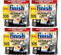 Finish Ultimate Plus Infinity Shine Dishwasher Tablets bulk | Scent : Lemon | Size: Total 420 Dishwasher Tabs |For Unbeatable* Clean and Diamond Shine (Pack of 4)