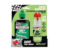 Finish Line No Drip Chain Lube Kit - Wet Lube & Chain Luber | Mess-free chain lubrication kit | 120ml Wet Lube & reusable applicator | Ideal for wet-weather riding