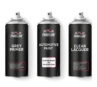FINISH LINE PAB Santorini Black for RANGE Basecoat Car Paint Aerosol Kit with Grey Primer and Clear Lacquer