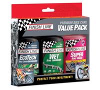 Finish Line Winter Bike Care Kit - Cleaner, Degreaser & Wet Lube | Winter maintenance set | 120ml EcoTech Degreaser, Super Bike Wash Concentrate & Wet Lube