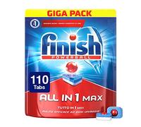 Finish Powerball Max All-in-One Dishwasher Tablets 110 Tabs (1800g) - Giga Pack with 10 Actions for Grease Removal, Glass Protection, Limescale Prevention & Powerful Cleaning Performance