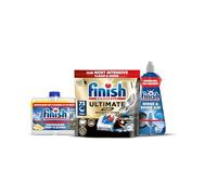 Finish Ultimate Plus Infinity Shine Dishwasher Tablets bulk 73 Dishwasher Tabs + Dishwasher Machine Cleaner Lemon 250ml + Dishwasher Rinse & Shine Aid 400ml, For Drier Glasses and Spot Prevention