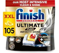 Finish Ultimate Plus Infinity Shine Dishwasher Tablets bulk | Scent : Lemon | Size: 105 Dishwasher Tabs |For Superb Clean and Diamond Shine, packaging may vary