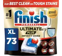 Finish Ultimate Plus Infinity Shine, Dishwasher Tablets, Fresh, 73 | 5X cleaning power vs Finish Power, Advanced formula, Intensive clean, Removes burnt-on stains, Short eco cycle compatible
