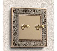 Finish Wall Push Button Plate,Retro wall switch 86 Type EU 220V 1/2/3/4 Gang 2 Way Smart Retro Wall Switch Lever open tube Vintage Brass Toggle Switch 10A Wall Light switch Panel Control Switch For Li