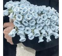 Finished Handmade Crochet Flower Bouquet Blanket, Cotton Roses Sunflower Bell Orchid Sofa Throw, Photo Worthy Soft Woven Romantic Stylishly Practical Gift for Picnics, Beach, Home(Blue bell orchid,110